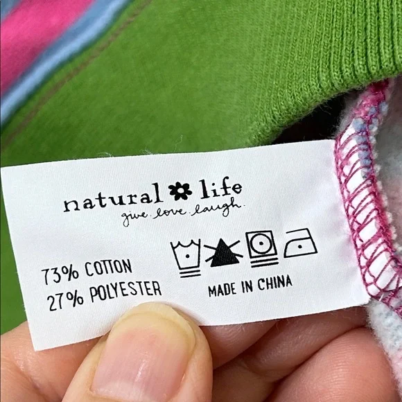 NATURAL LIFE Pink & Blue Striped Sweatshirt with Green Trim - Picture 8 of 15